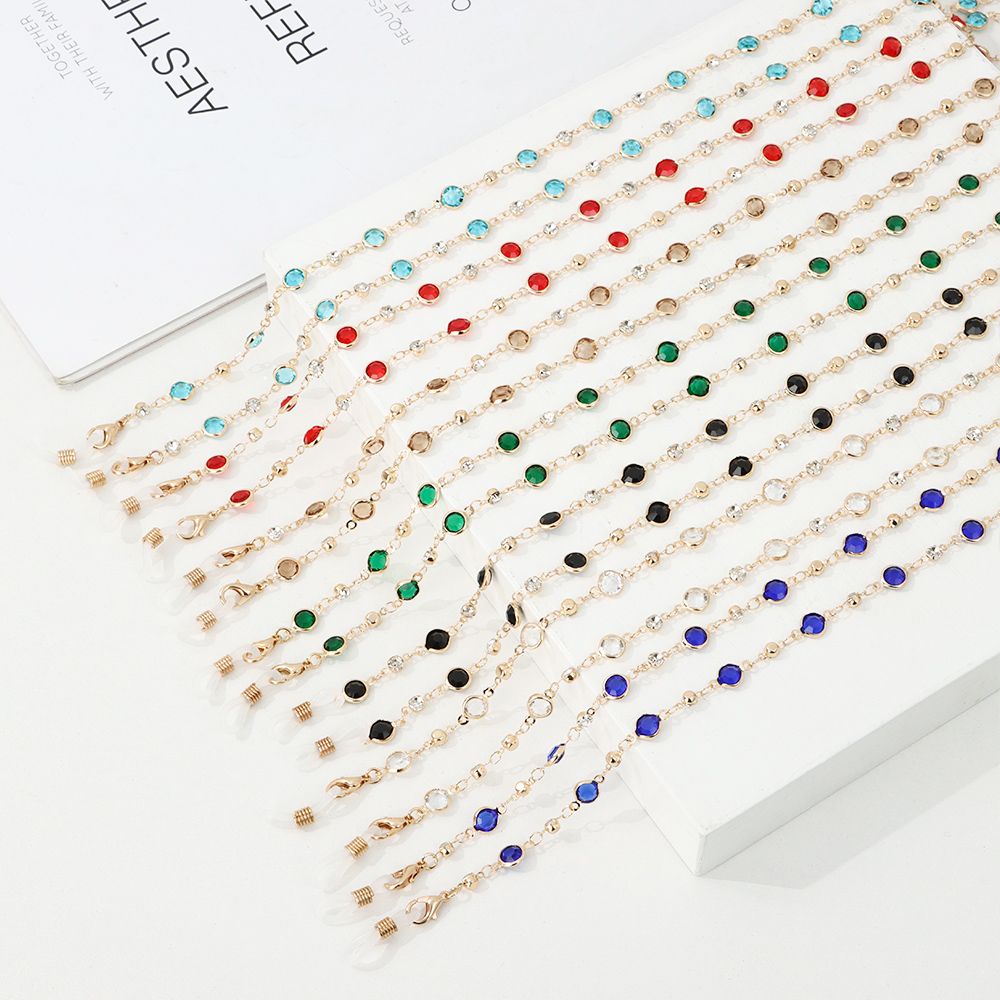 Sunglass Retainer Cord - 여성용 아크릴 다채로운 크리스탈 선글라스 체인,