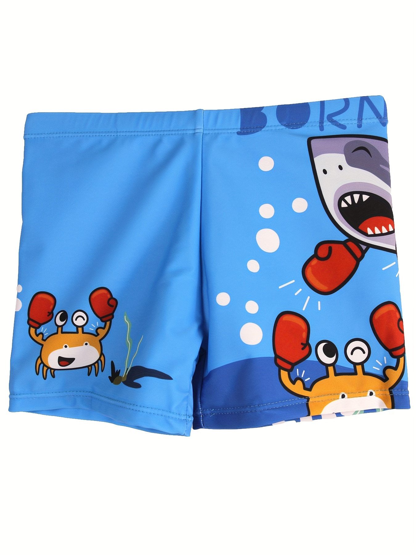 Swim Trunk Quick Dry - 만화 복싱 게 및 상어 패턴