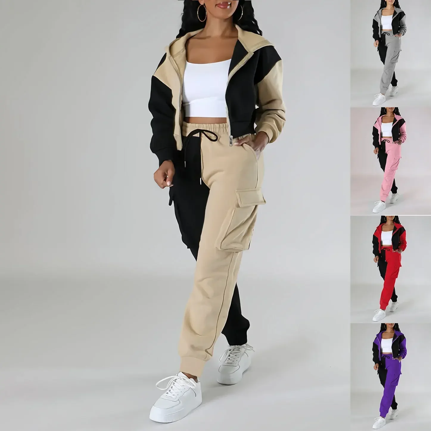 여성 느슨한 가을 겨울 두 조각 정장 매칭 세트 까마귀 - Short Linen Drawstring 리뷰 및 가격